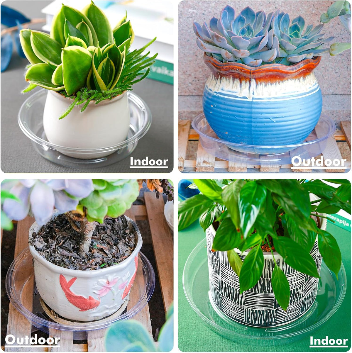Plant Saucer 40 Pack Plant Trays for Pots 8 Inch Plastic Plant Saucers for Outdoors and Indoors Clear Drip Trays for Potted Plants Flower Pot Plates to Catch Water Plant Drainage Dishes No Holes