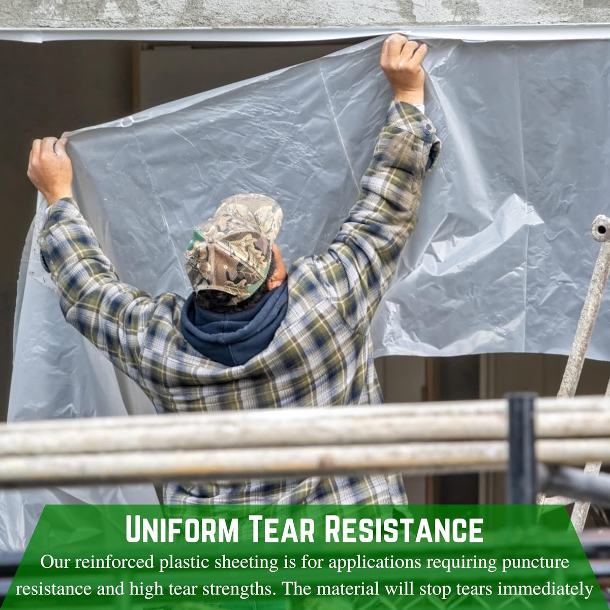 Farm Plastic Supply - Dura Skrim String Reinforced Clear Plastic Sheeting - 6 Mil - (60' x 100') - Reinforced Poly Film Tear Resistant, Weatherproof, Vapor Barrier Polyethylene Roll for Construction