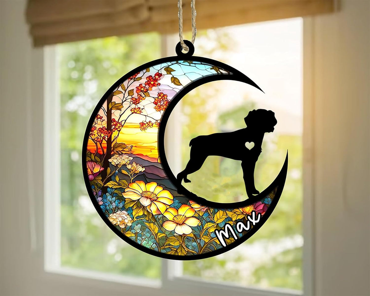 Personalized Dog Memorial, Custom Name Brittany Dog Christmas Ornament with Name, Custom Breeds, Pet Loss Light Catcher, Gifts for Lovers Loss of Pet Sympathy on Mothers Day Christmas