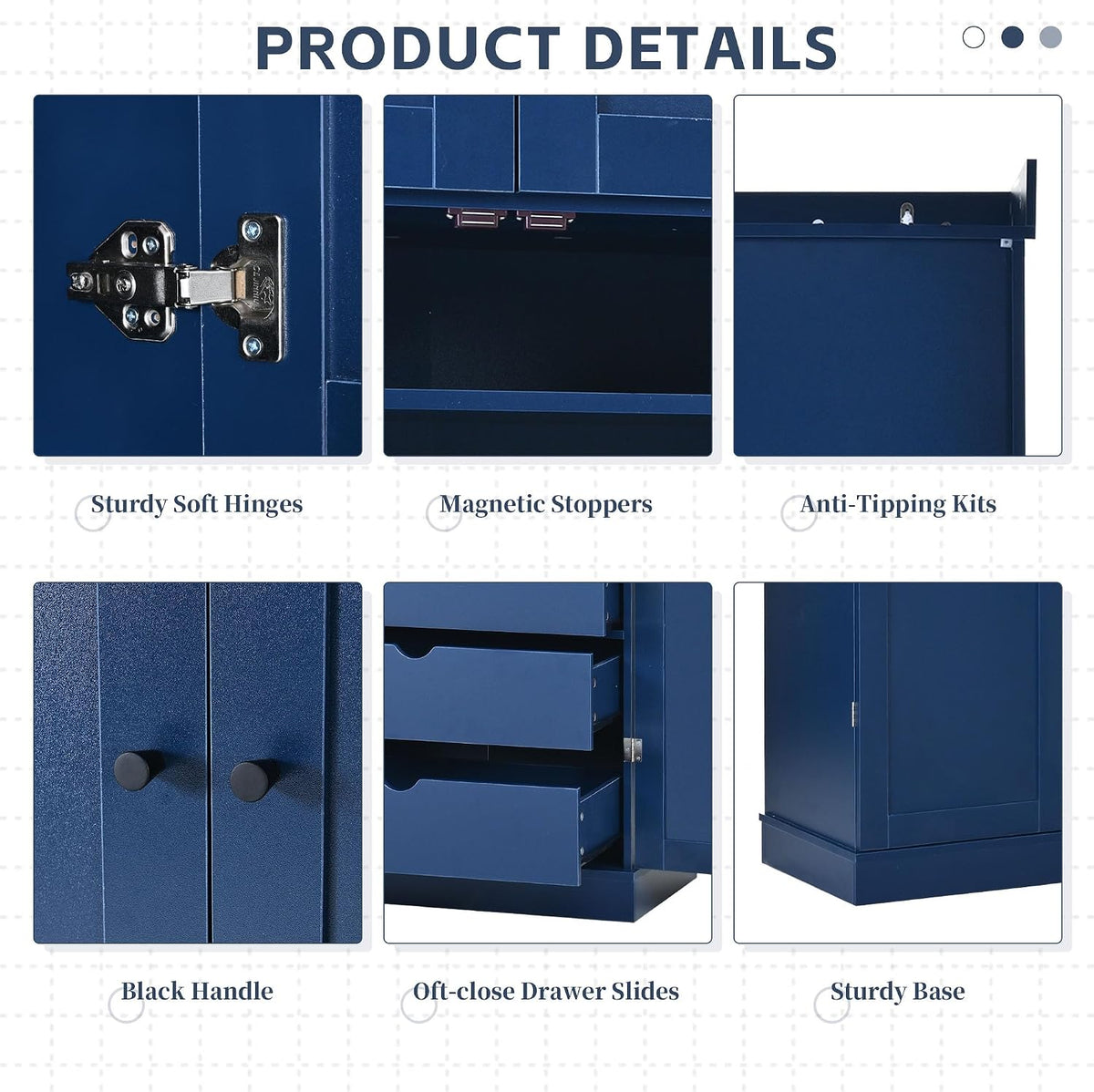 Merax 77''Tall Freestanding Kitchen Pantry,Farmhouse Tall Storage Cabinet with 2 Standard Plugs and 2 USB Ports,Wood Food Pantry with Adjustable Shelves,Door Shelves, Drawers and Wine Racks,Blue