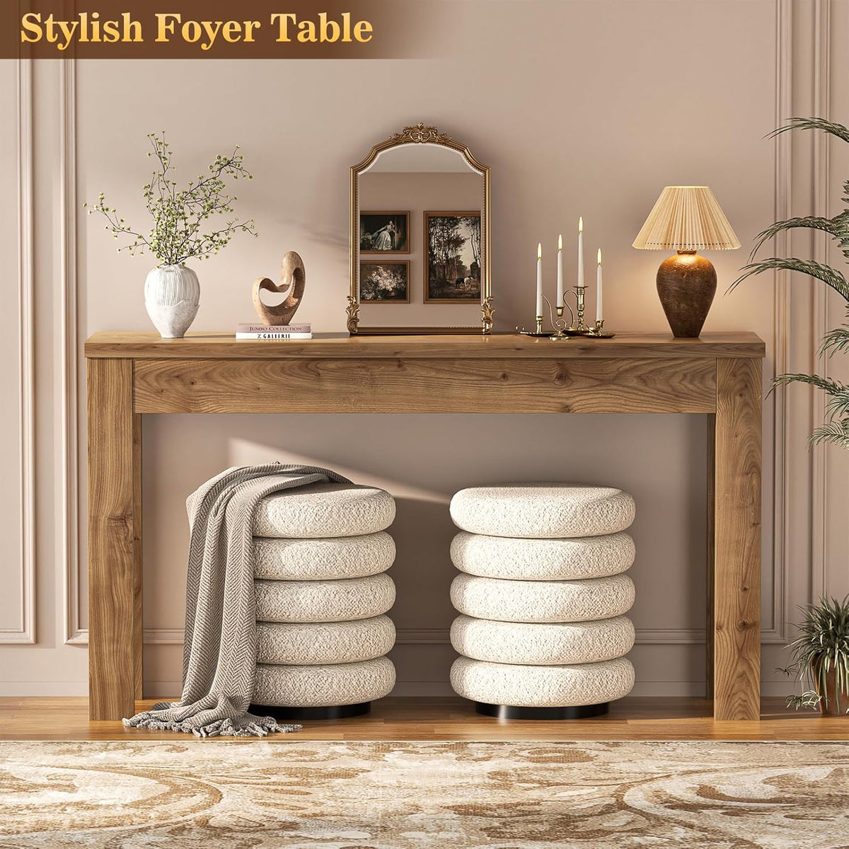 Armocity Console Table for Entryway, 47" Farmhouse Sofa Tables Narrow Long | Entry Way Table Behind Couch, Hallway Table for Entrance, Living Room, Foyer, Brown Oak