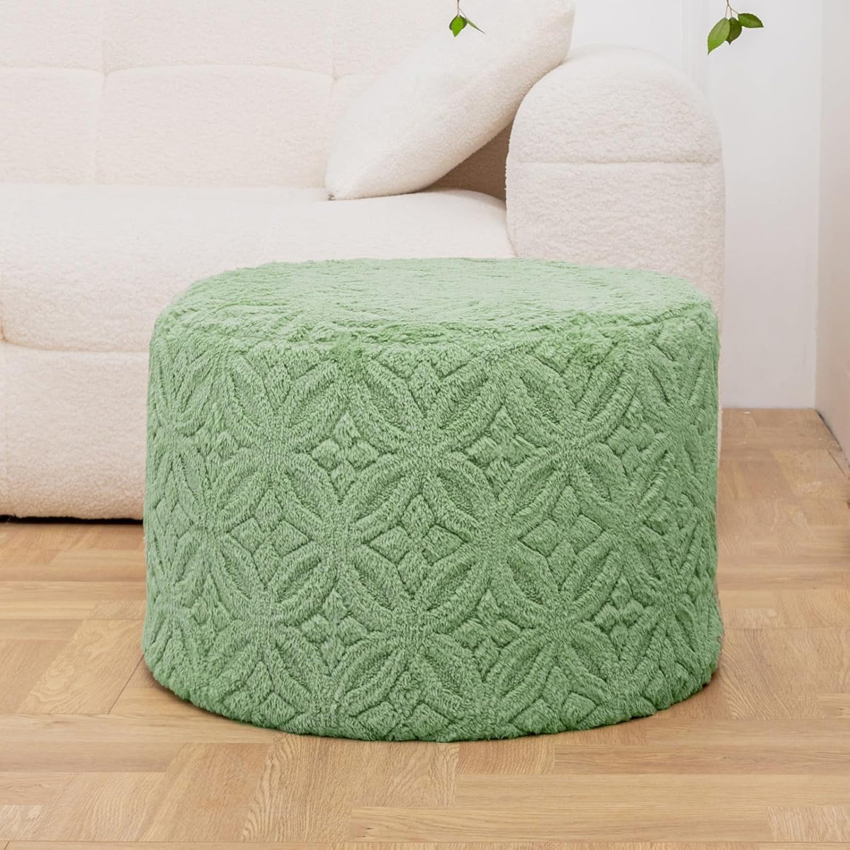Plush Multi-Functional Ottoman Pouf – Ergonomic Ottoman Foot Rest with Space-Saving Design, Perfect Under Desks, Couches & Sofas (Sage Green)