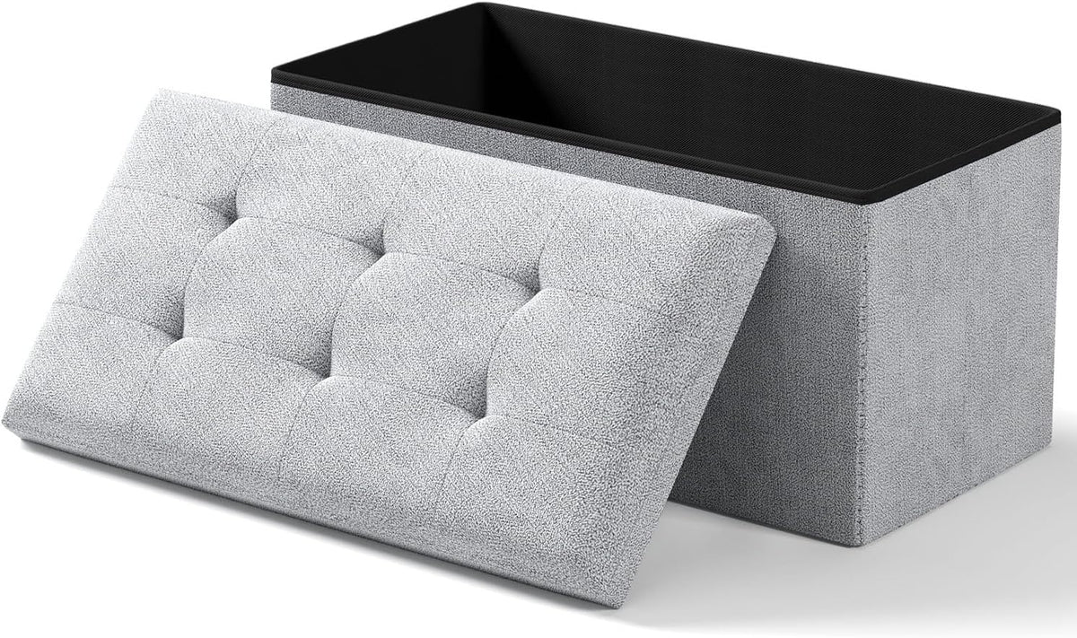 OS MOTOR Folding Storage Ottoman Bench, Dark Gray, 30 Inches | Multi-Functional Ottoman Foot Rest, End of Bed Bench, Storage Chest, Living Room, Bedroom, Hallway, Entryway, 600 lb Capacity