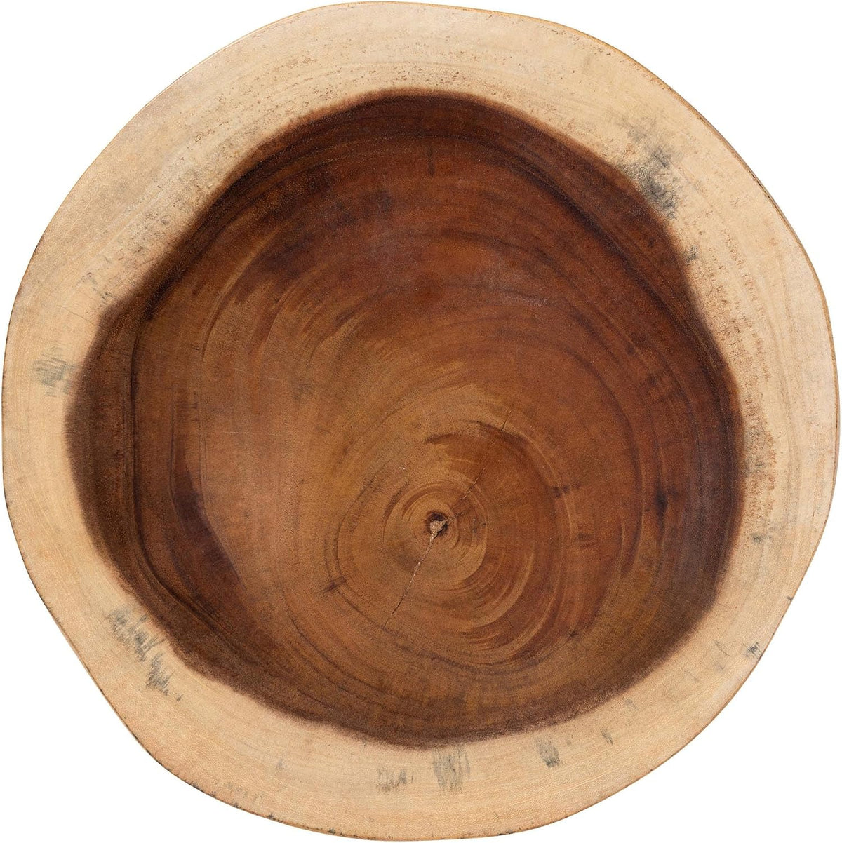 bali & pari Jia Suar Wood End Table - Handcrafted Side Table with Live Edge Round Top and Tapered Legs, Rustic Boho Accent Furniture for Living Room, Bedroom, or Patio