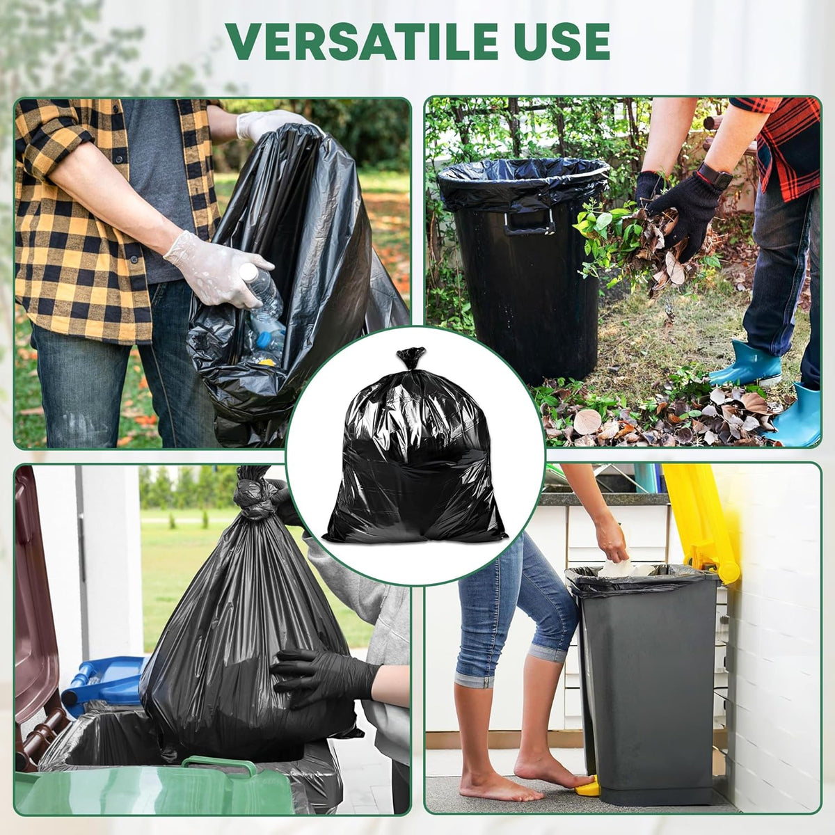 65 Gallon Contractor Heavy Duty Garbage Bags | 30 Bags w/Ties | X-Large 3 MIL Thickness | For Large Commercial Jobs | Construction Clean Up | Trash bags for Yard Clean up - TrashMaster (30)