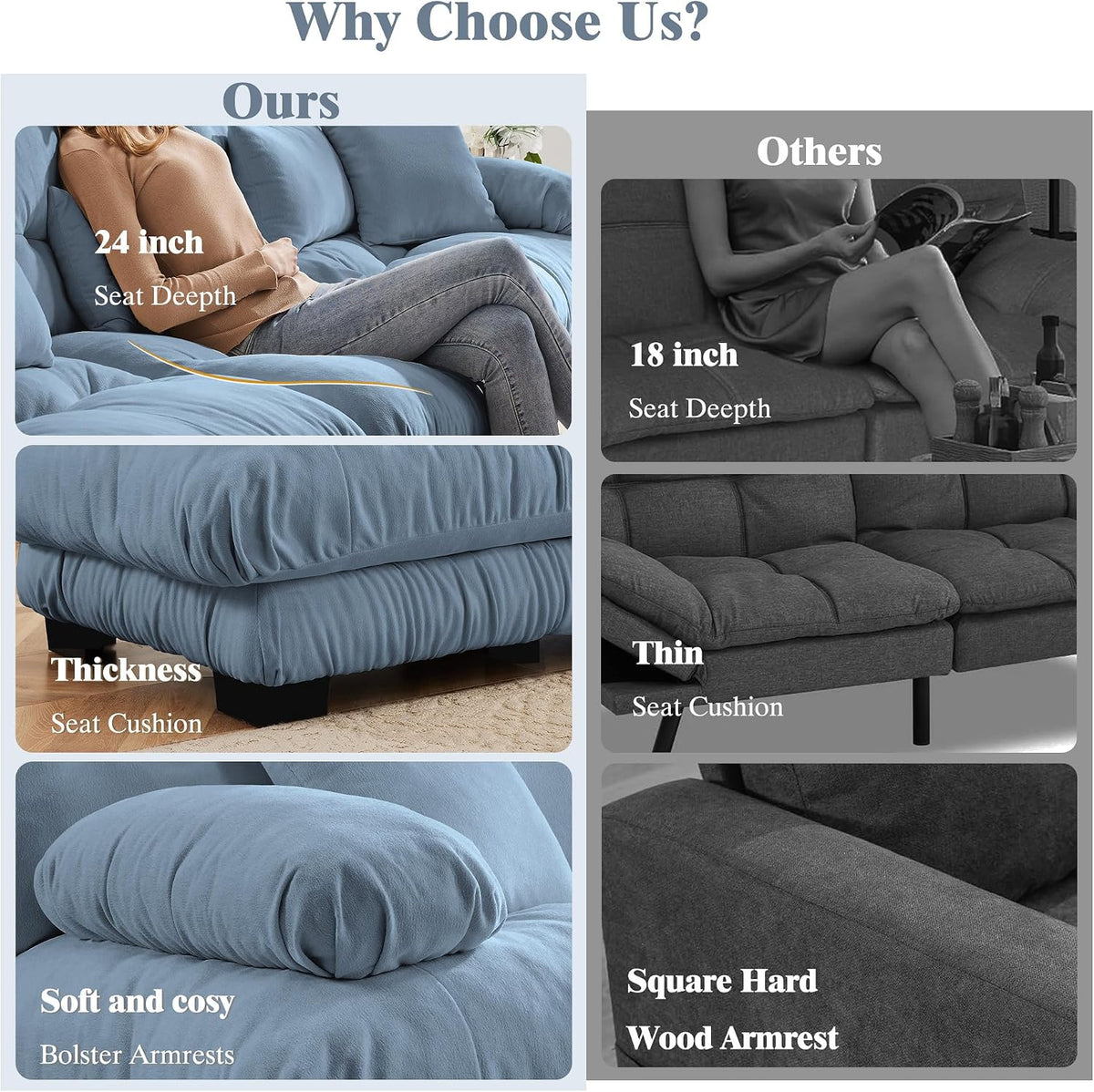 Oversized Modular Velvet Sectional Cloud Sofa Couch with Movable Ottoman,Corner Sofa with Comfortable Armrests, Deep Seat, Convertible L or U Shaped Couch (Sky-Light Blue, 3 Seat + 1 Ottoman)