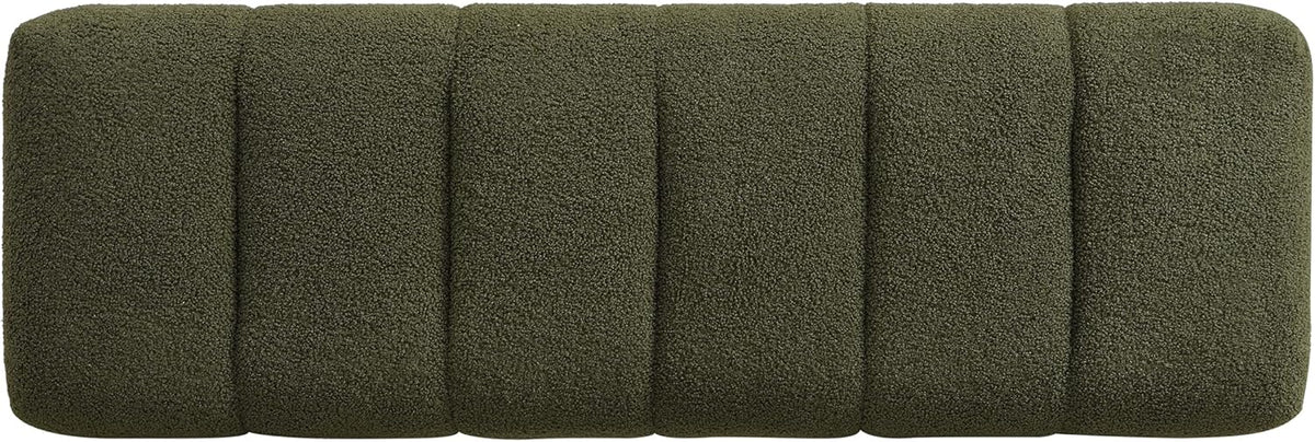 Merax 50" Green Boucle Upholstered Dining Bench Entryway Bench | No Assembly Required, End of Bed Ottoman, for Living Room Dining Room Bedroom, Floor-Friendly Feet Pads, Bear 300 LBS
