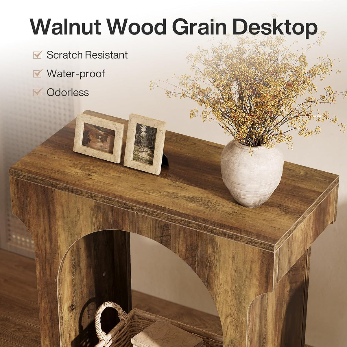 Tribesigns Wood End Table Set of 2, Side Table with Storage Space for Living Room, Narrow Nightstand for Bedroom, Rustic Brown