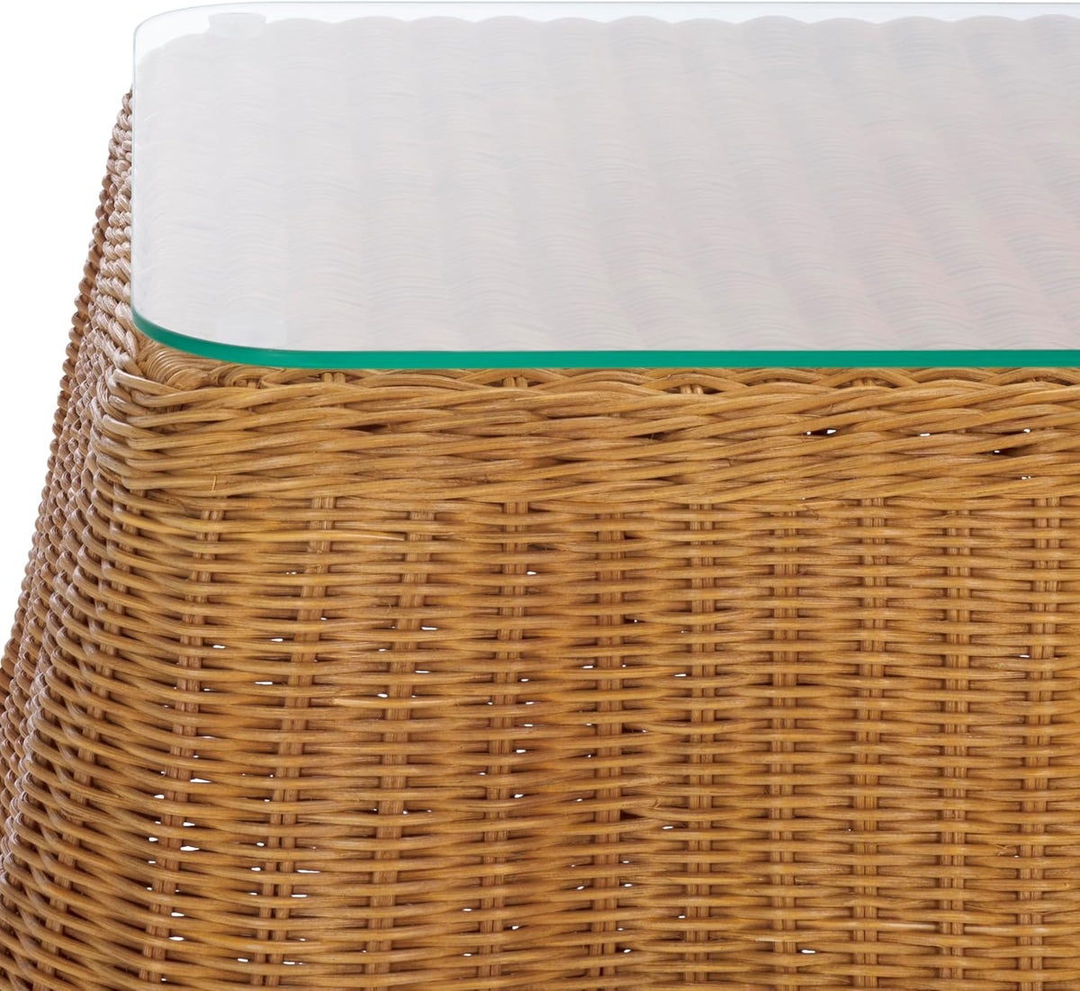SAFAVIEH Couture Collection - Hylda Natural Rattan Accent Table, Square Design with Glass Top, Boho Coastal Style, Fully Assembled (CWK3010A)