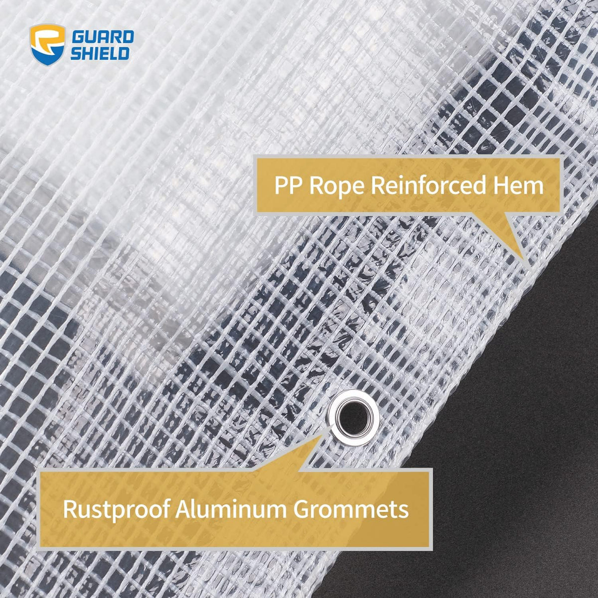GUARD SHIELD Clear White Tarp Heavy Duty 6x8 Feet Waterproof for Greenhouse Outdoor Garden Poly Cover UV Resistant 3x3 Weave 10mil