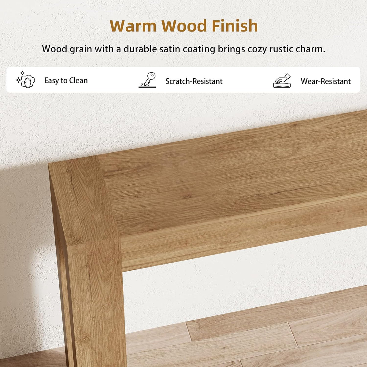 86.75" Extra Long Console Table for Entryway, Narrow Entryway Table | 11.75" Narrow Behind Couch Table, Long Tabletop, Wood Grain, Farmhouse Sofa Table for Living Room Hallway, Oak