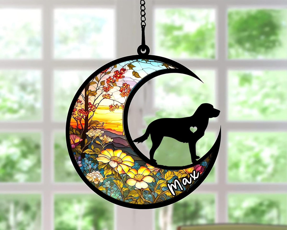 Personalized Dog Memorial, Custom Name Labrador Retriever Dog Christmas Ornament with Name, Custom Breeds, Pet Loss Light Catcher, Gifts for Lovers Loss of Pet Sympathy on Mothers Day Christmas