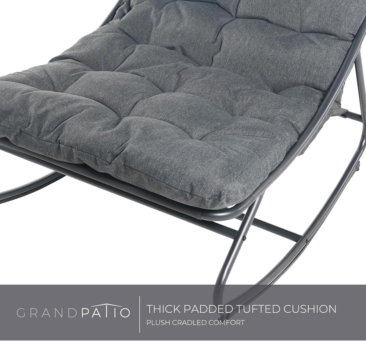 Grand patio Rocking Chair Indoor and Outdoor, Metal Patio Lounge Rocking Chair with Thick Cushion, Comfy Modern Rocker for Living Room Porch Backyard