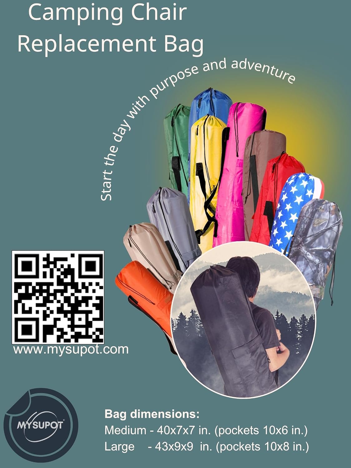 Replacement Bag for Folding Camping Chair, Portable Camp Chair, Hammock, Yoga Mat, Umbrella, Tents, Tripods, Fishing Poles - 420D Oxford Polyester Fabric