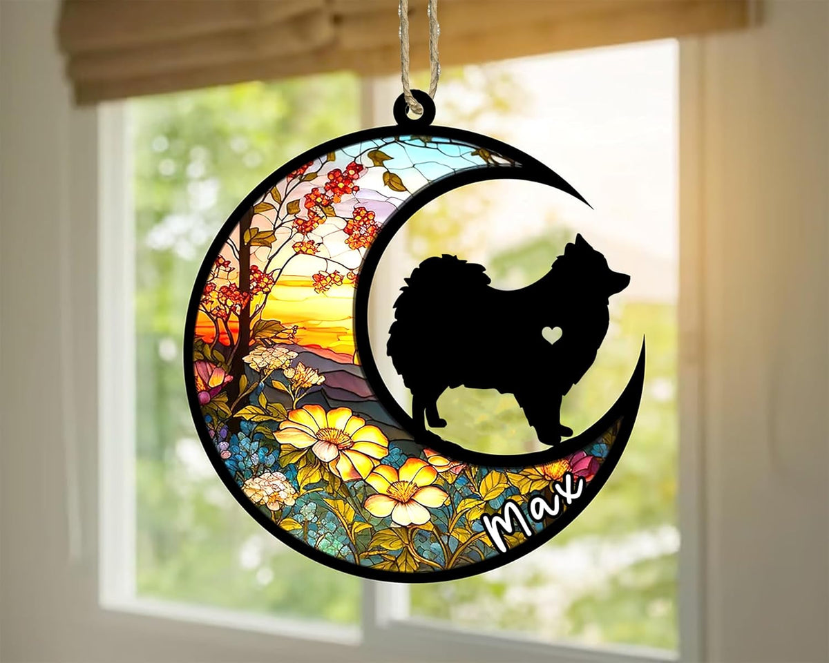 Personalized Dog Memorial, Custom Name Pomeranian Dog Christmas Ornament with Name, Custom Breeds, Pet Loss Light Catcher, Gifts for Lovers Loss of Pet Sympathy on Mothers Day Christmas