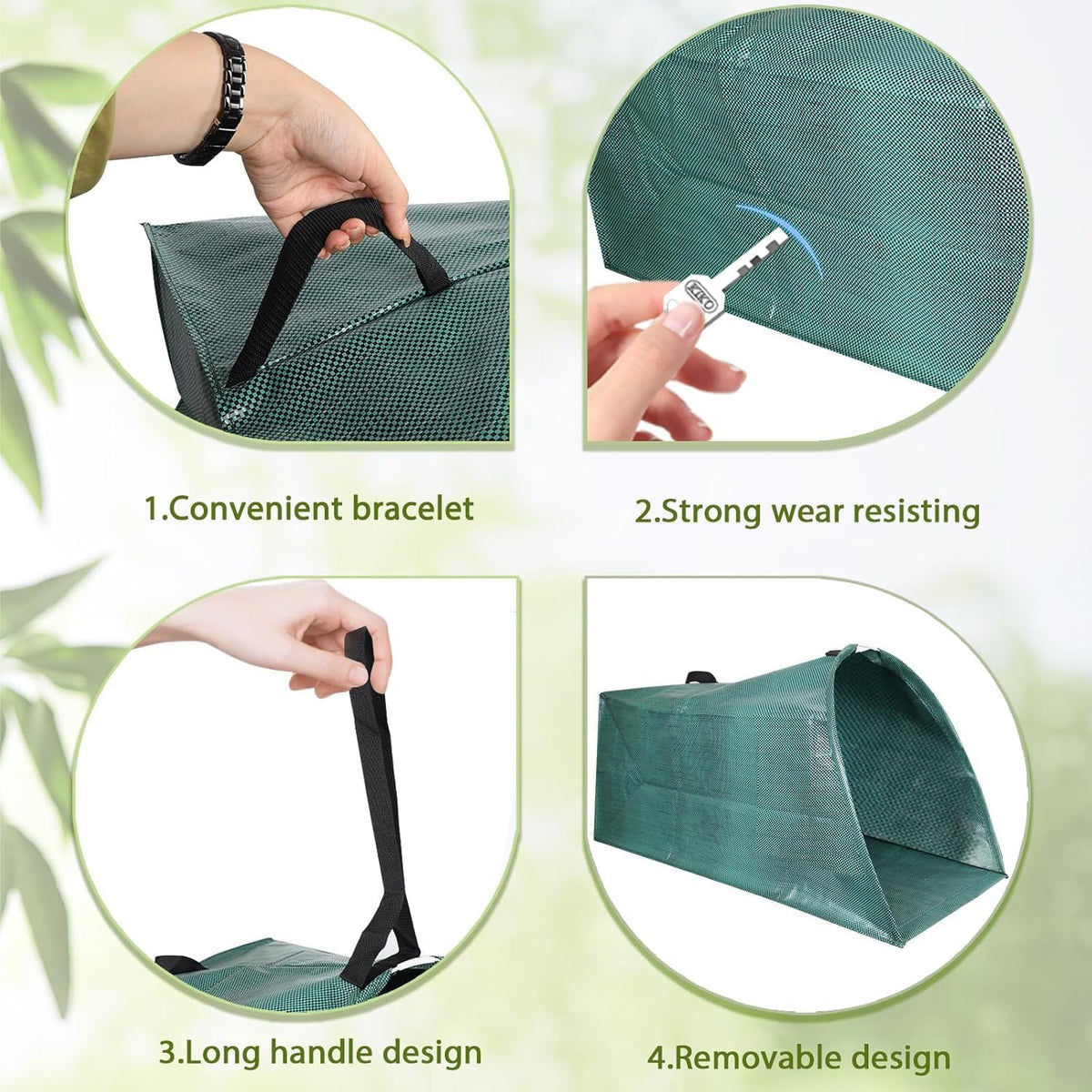 Leaf collector,Heavy leaf pick up tools,Foldable yard waste bag,Large Yard Dustpan-Type Leaf Bags,Reusable Lawn and Leaf Garden Bag with Reinforced Carry Handles (200L)