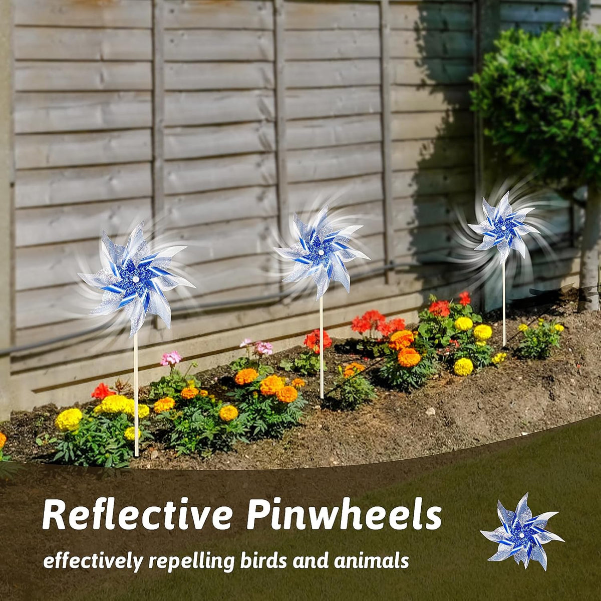 10 Pack Reflective Pinwheels for Yard and Garden, Wind Spinners Outdoor Bird Scare Devices, Sparkly Windmills for Garden Decor Scare Birds Away Garden Wind Spinners for Outside Patio Garden