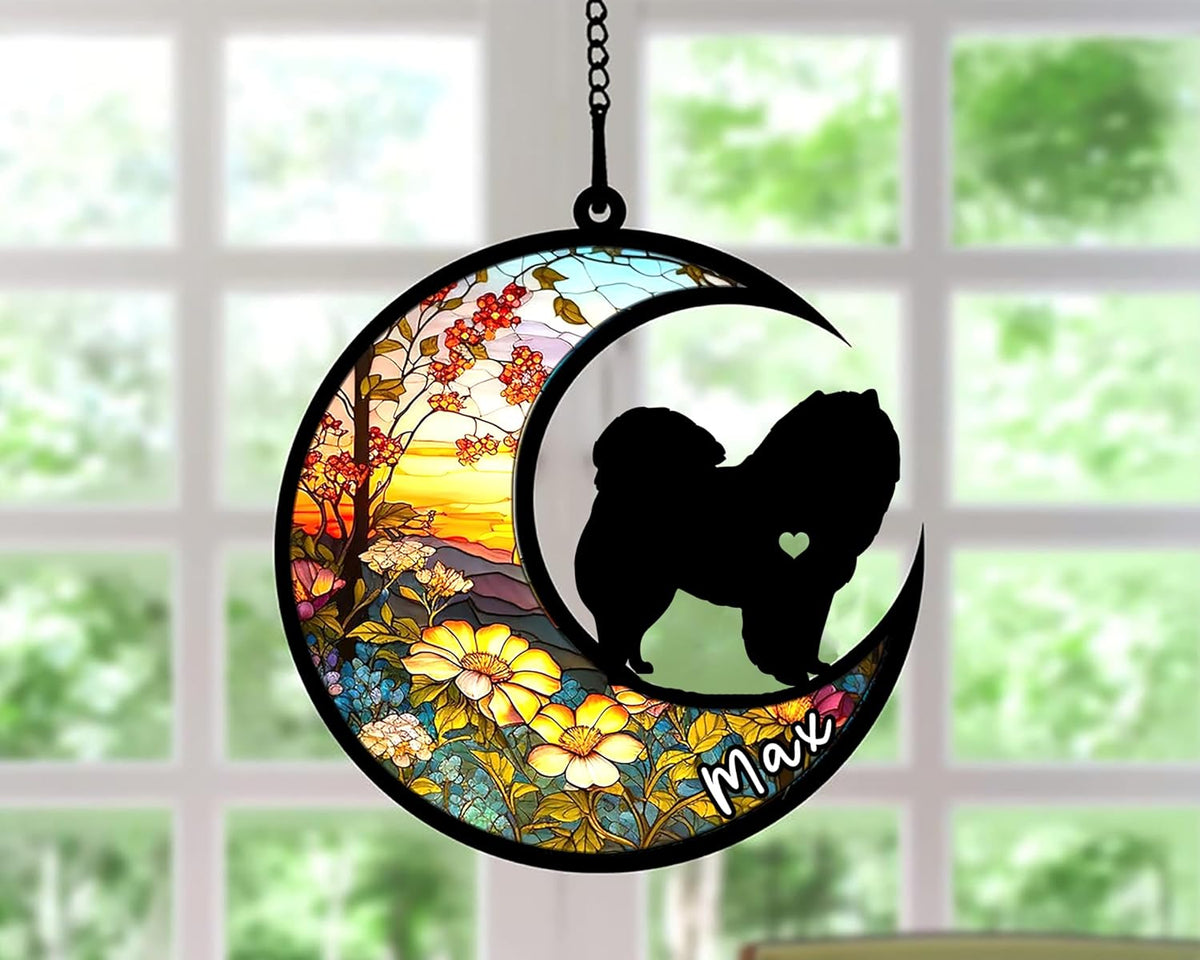 Personalized Dog Memorial, Custom Name Chow Chow Dog Christmas Ornament with Name, Custom Breeds, Pet Loss Light Catcher, Gifts for Lovers Loss of Pet Sympathy on Mothers Day Christmas