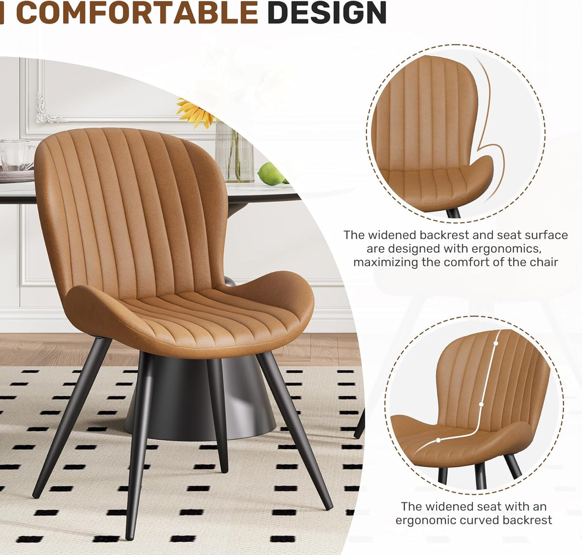 Miereirl Modern 5-Piece Dining Set for 4，47.24" Round Wooden Table with Semi-Open Storage Rack & Siding Door, Paired wth High-End Fabric Chairs -Warm Home Dining Room Combination