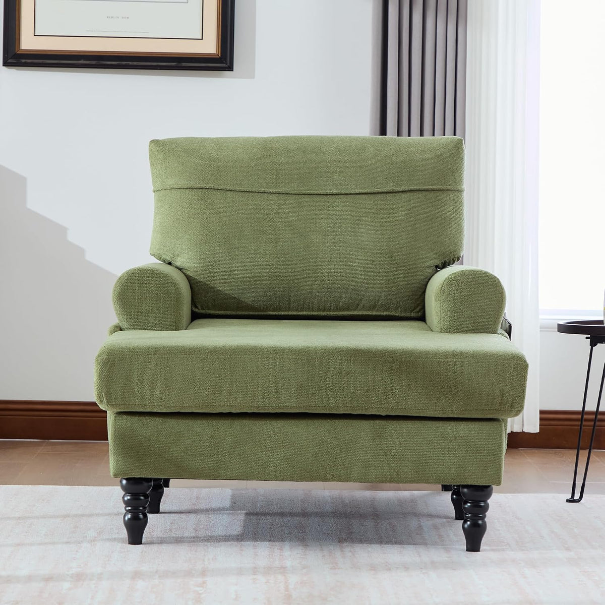 Eafurn 38" Modern Chaise Lounge Recliner Daybed Indoor, Comfy Chenille Upholstered Single Sofa Bed with Wodden Legs and Side Pockets, Deep Seat Sleeper Armchairs Couch for Living Room