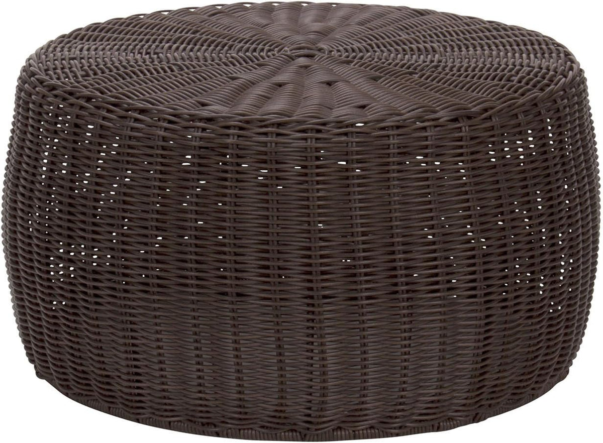 Household Essentials Round Handwoven Resin Storage Stool Ottoman, Brown
