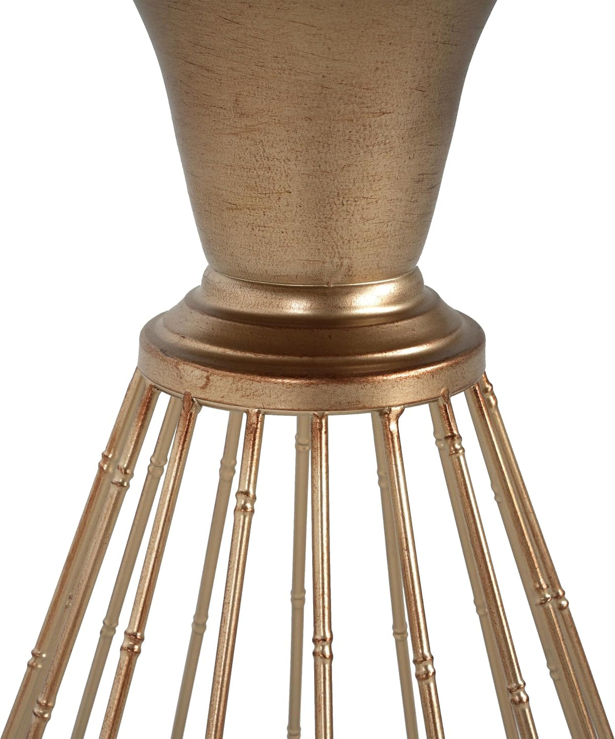 Vintage-Inspired Pine Side Table with Cut-Out Edge, Antique Gold & Natural Finish - Ready to Use