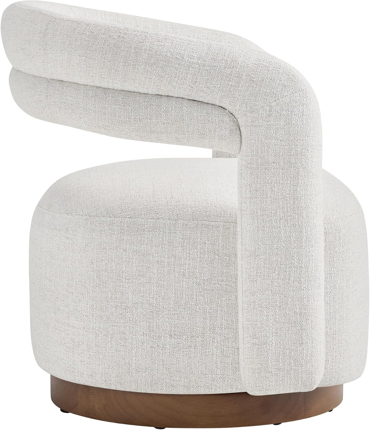 Swivel Accent Chair, Upholstered Barrel Chair with Open Back Design, Modern Arm Chair with Wooden Base for Living Room Bedroom Reading Waitingroom, Wheat