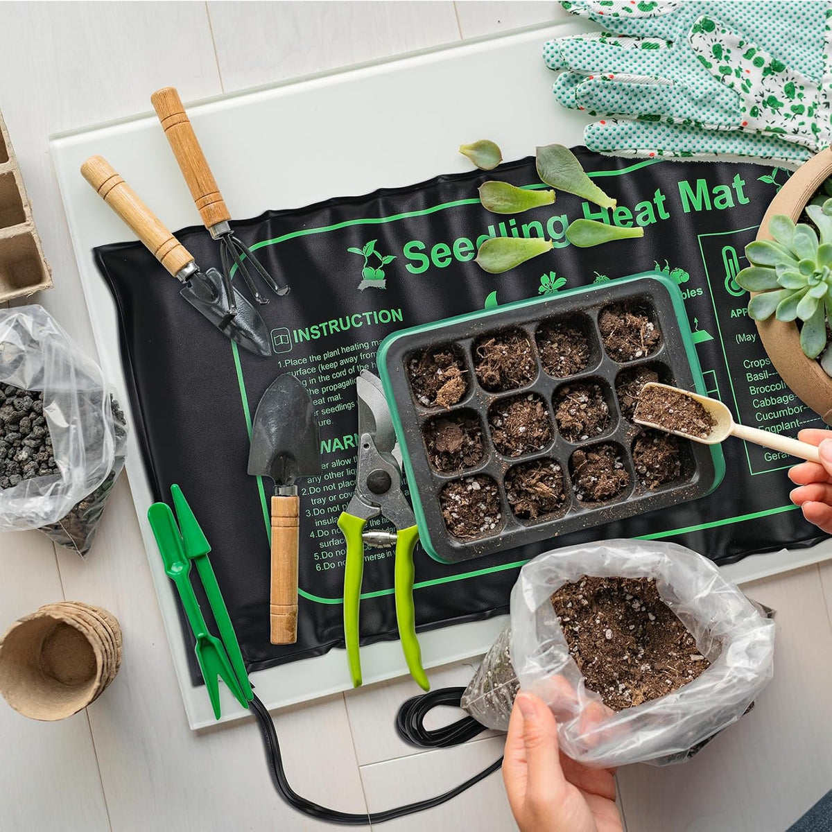 ROCEEI 8 Pack Seedling Heat Mat Bulk, 10" x 20.75" Heat Mats for Seed Starting Plant Heating Mat Grow Mats Waterproof Hydroponic Heating Pad Warm Seed for Greenhouse Plants Germination Grow
