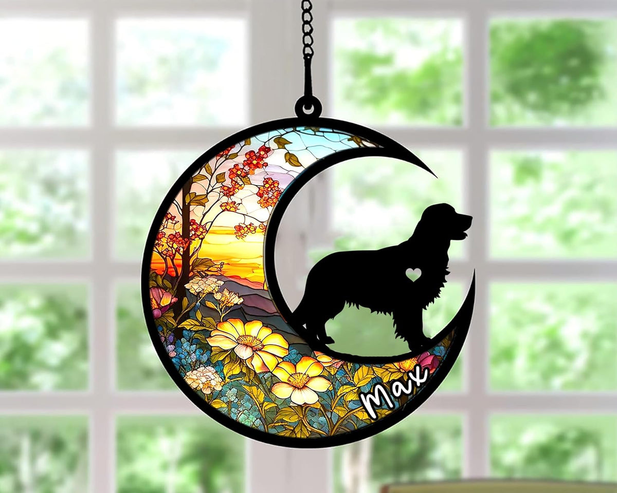 Personalized Dog Memorial, Custom Name Golden Retriever Dog Christmas Ornament with Name, Custom Breeds, Pet Loss Light Catcher, Gifts for Lovers Loss of Pet Sympathy on Mothers Day Christmas