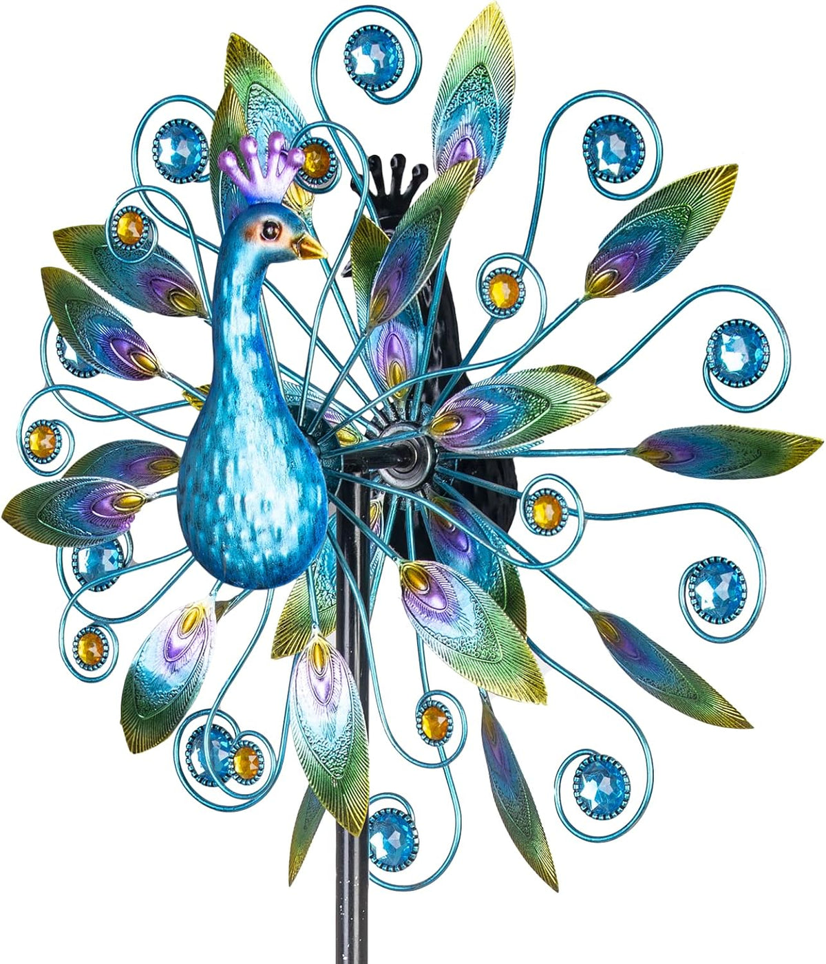 Stargarden 58 Inch Peacock Wind Spinner-Double Wind Sculpture Metal Windmill for Garden Patio Yard Decor