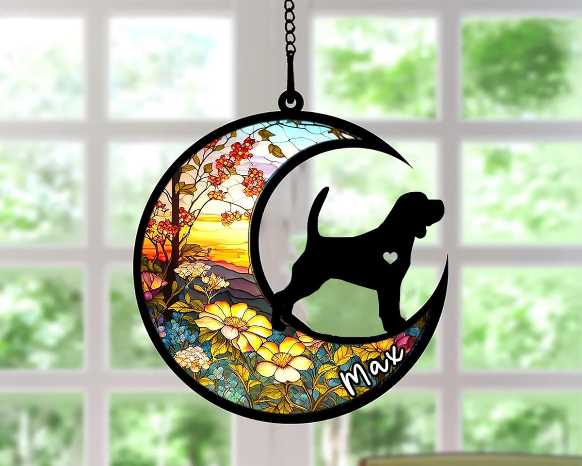 Personalized Dog Memorial, Custom Name Beagle Dog Christmas Ornament with Name, Custom Breeds, Pet Loss Light Catcher, Gifts for Lovers Loss of Pet Sympathy on Mothers Day Christmas