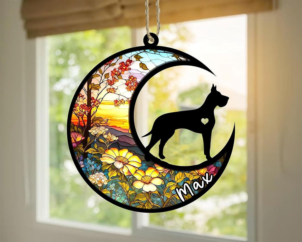 Personalized Dog Memorial, Custom Name Great Dane Dog Christmas Ornament with Name, Custom Breeds, Pet Loss Light Catcher, Gifts for Lovers Loss of Pet Sympathy on Mothers Day Christmas
