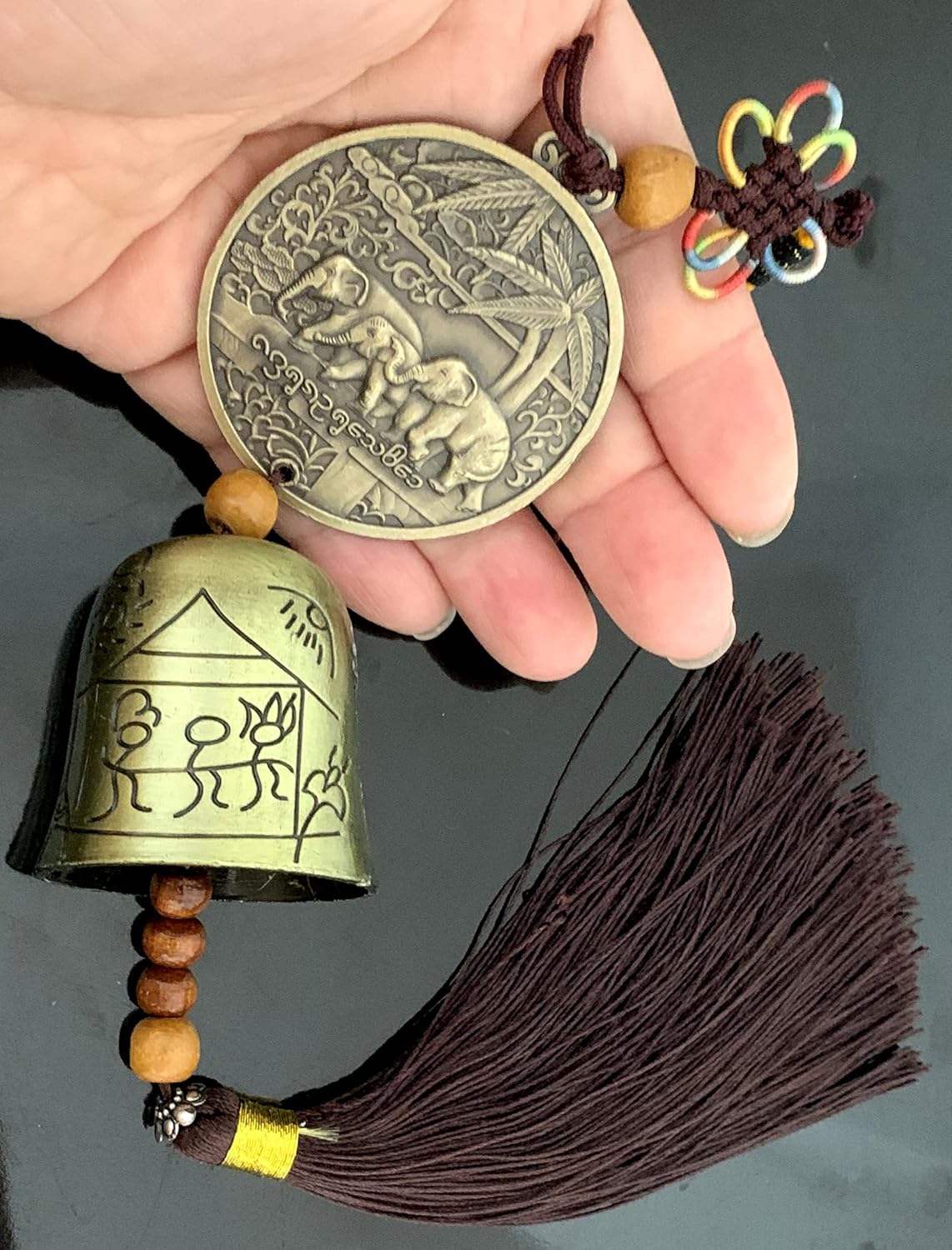 Traditional Lucky Feng Shui Wind Chime Bell Hanging Ornament Decoration for Protection Success Peace and Wealth (Elephant)