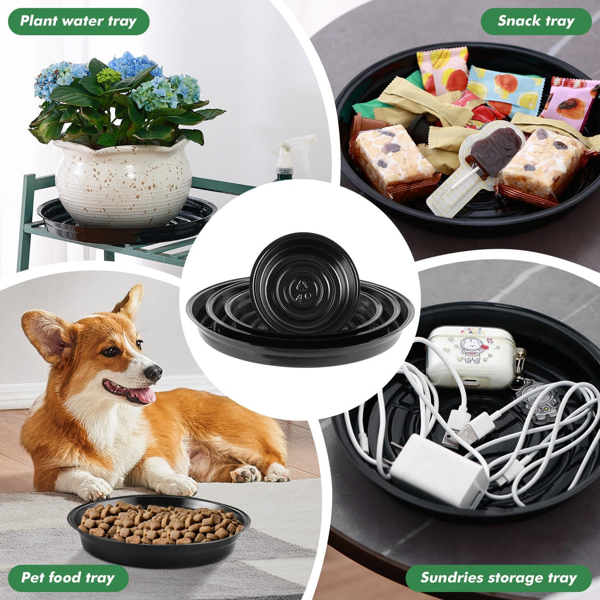 20 Pack 12 Inch Plant Saucer, Black Plant Saucers for Indoors Outdoors, Large Plastic Plant Saucer for Plant Pots Plant Water Catcher Tray, Flower Pot Saucers Bulk Plant Drip Trays for Potted Plants