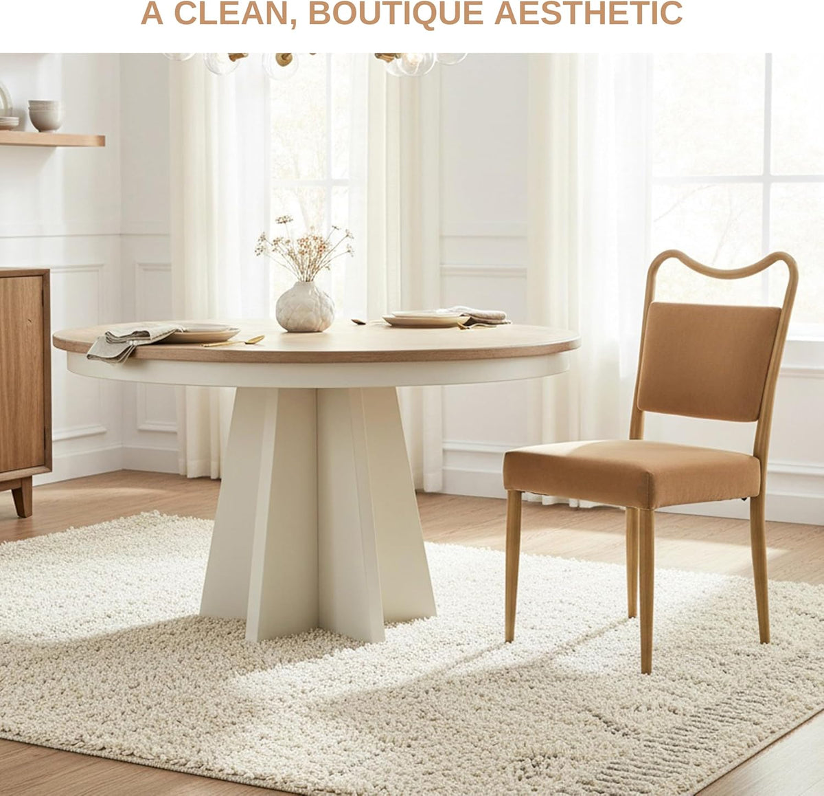 Velvet Dining Chairs Set of 2, Mid-Century Modern, Brown | Wood Grain Metal Frame, Soft Velvet Upholstery, Curved Backrest, 4.5-Inch Padded Seat, 350 LBS Weight Capacity