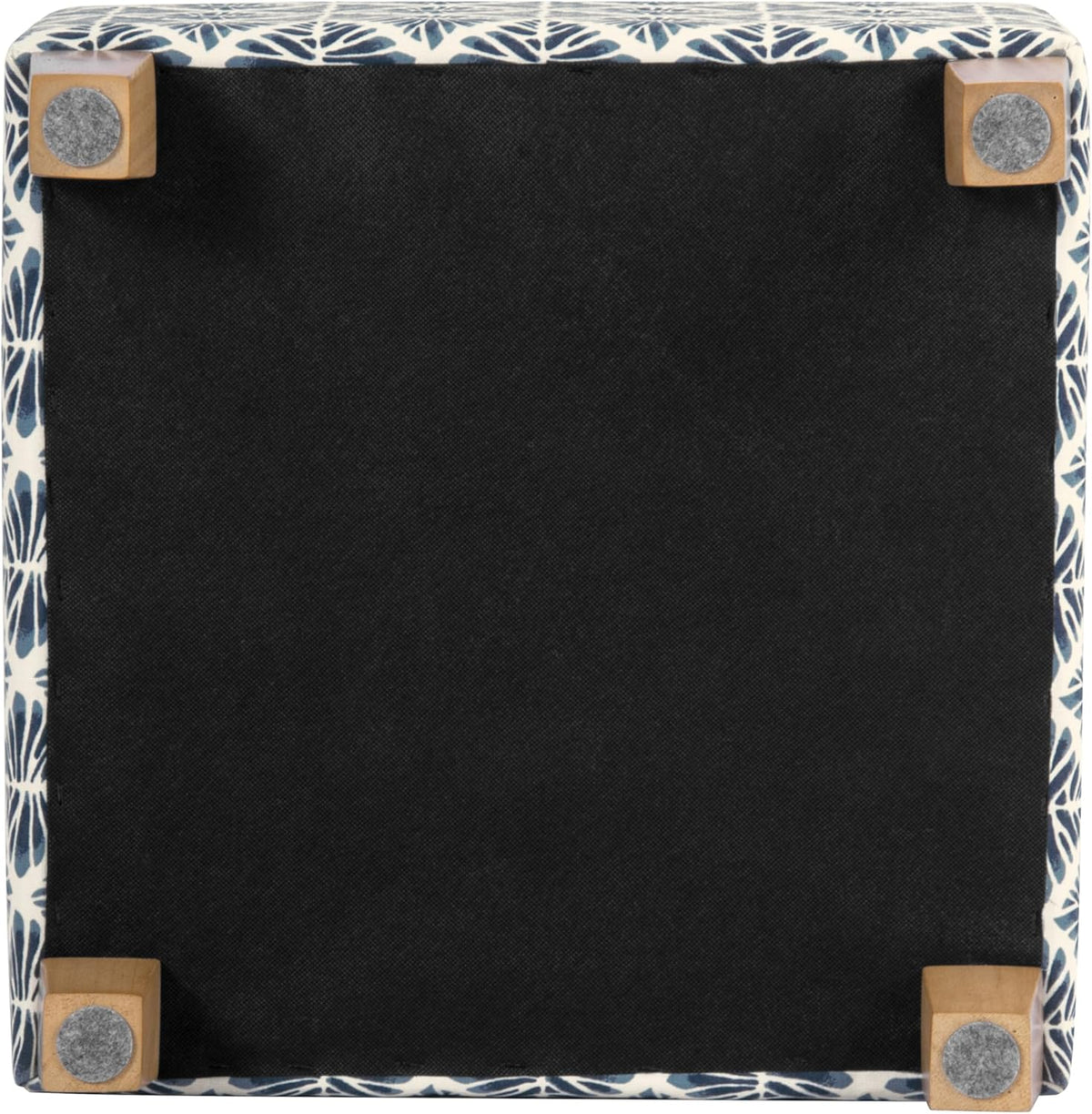 HomePop 18" Classic Square Storage Ottoman - Blue Geometric Pattern