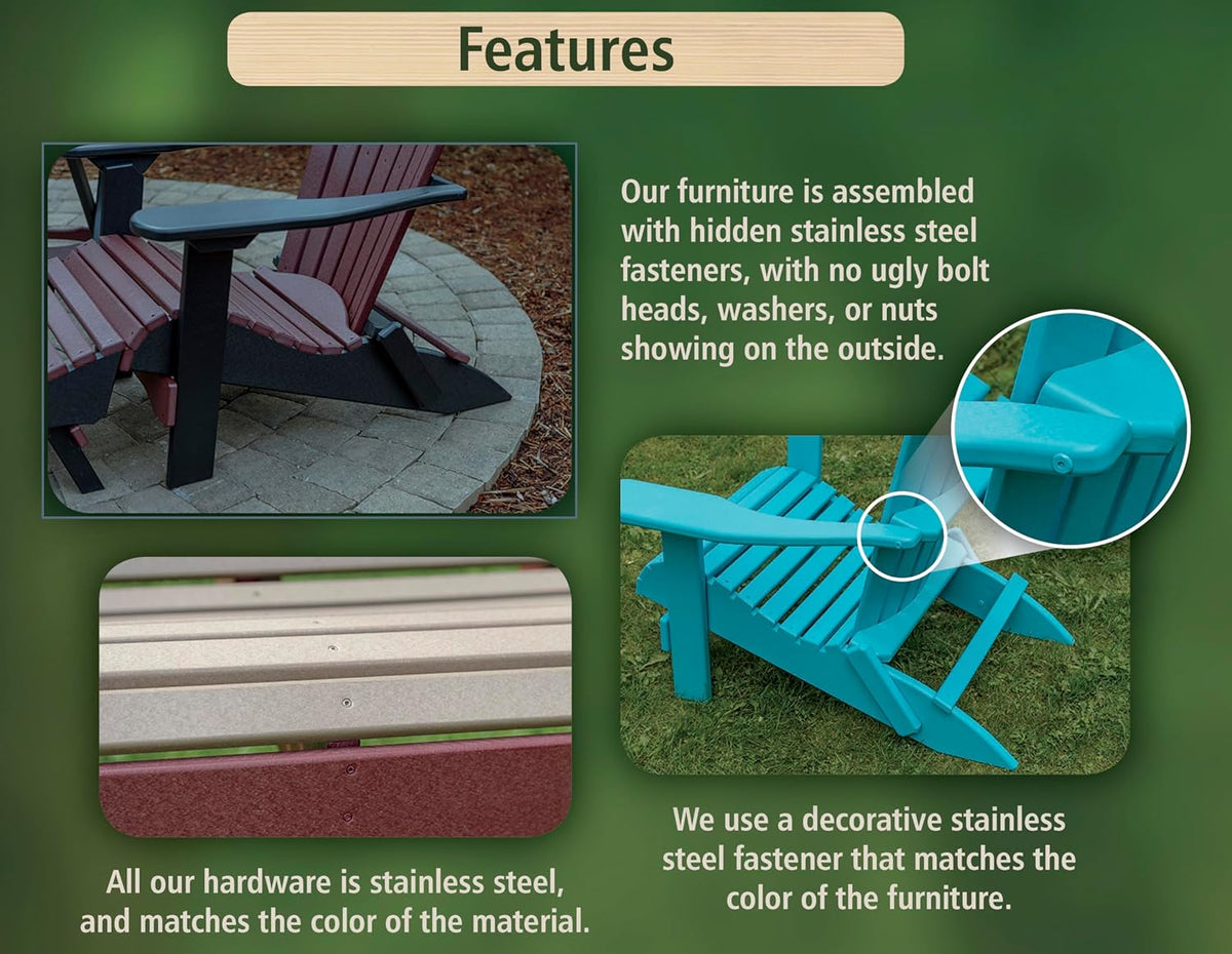 Amish Craftsmanship Made in USA 2FT Heavy Duty Poly Lumber Wood Porch Glider Premium Colors HDPE with No wood fibers Lancaster Series Rollback design 500 lbs Limit With Cupholders Solid-Green