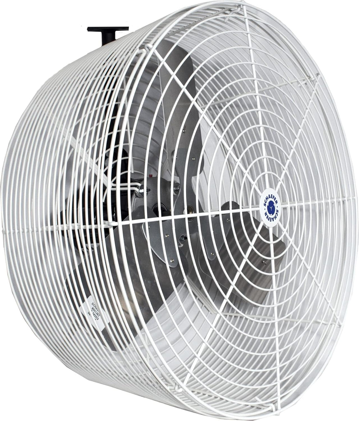 Schaefer VK24 Versa-Kool Deep Guard Greenhouse Air Circulation Fan - 24”HAF Wall Mount Fan w/T-shape Mount - Made in USA - 1/2 HP, 7860CFM - White