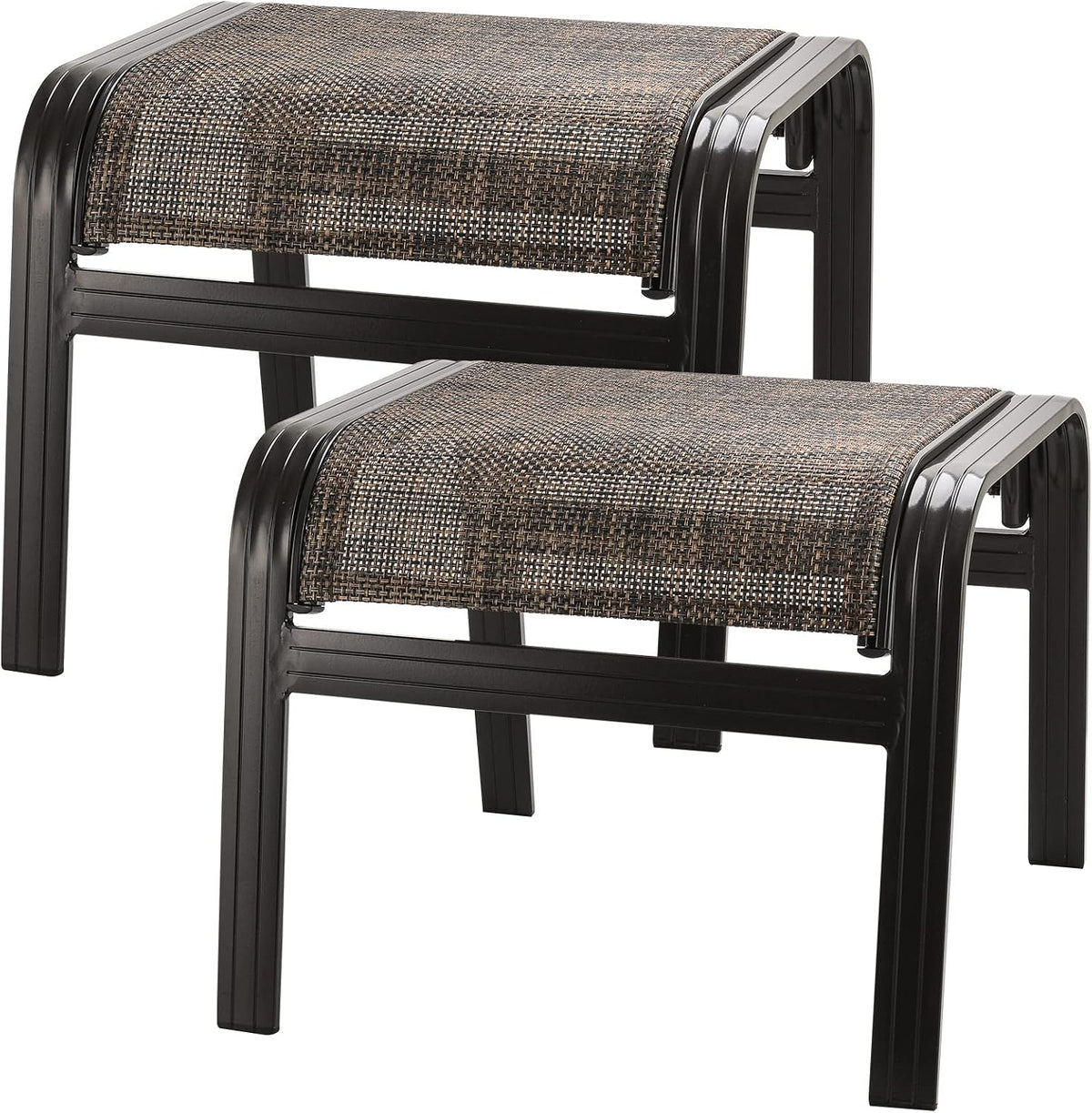 Outdoor Ottomans for Patio Footrest Metal Chairs Patio Footstools Furniture Outside Stools Small Seat Set of 2 Brown, 2 Pack-brown, 22''*20''*17''