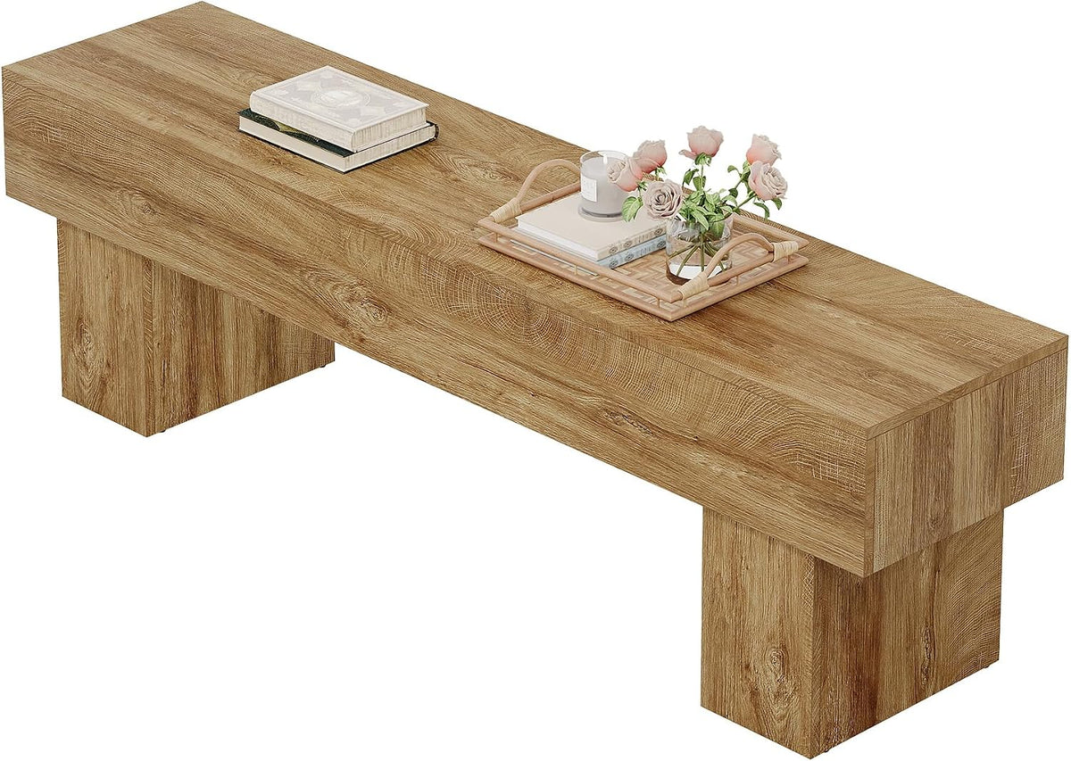 Tribesigns 63“ Extra Long Entryway Bench, Indoor End of Bed Bench for Bedroom, Farmhouse Wooden Shoe Seat Dining Bench for Dining Room, Living Room, Hallway, Light Brown