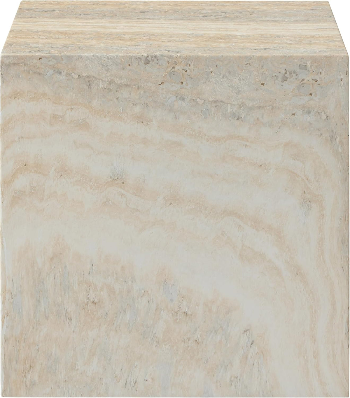 Meridian Furniture 99029Travertine-ET Piazza Collection Art Deco Indoor/Outdoor Concrete End Table with Travertine Finish, 16" W x 16" D x 16" H, Travertine