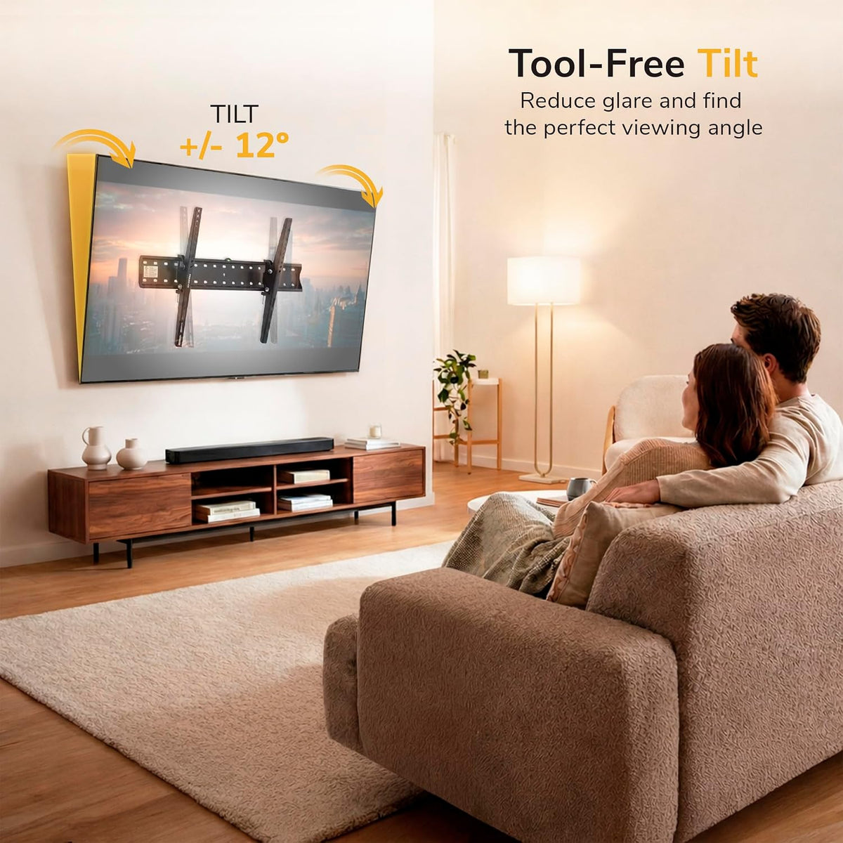 Mount-It! UL Certified Tilting TV Wall Mount for Most 43-90 Inch Flat Screen TVs, Heavy Duty Wall Mount TV Bracket Max VESA 800x400, Holds up to 110 lb, Tilting Display Bracket Fits 70, 80, 90 inch