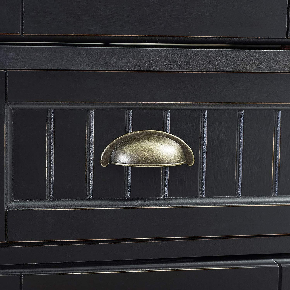HomeStock Kitchen Pantry Cabinet - 30" Wide Storage - Distressed Black Finish