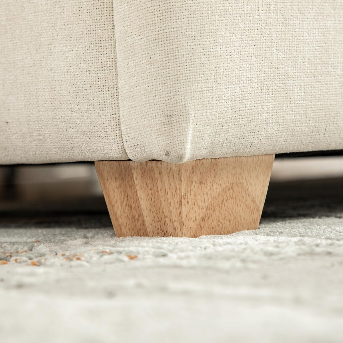 60.2'' Wide Upholstered Storage End of Bed Bench, Tufted Flip-Top Accent Window Bench Footrest Stool Ottoman with Legs for Living Room, Bedroom, Entryway, Dining Room, Dorm, Corner (Beige+Chenille)
