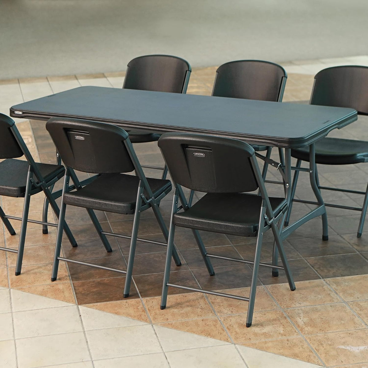 LIFETIME 6-Foot Nesting Folding Table, Commercial, Black
