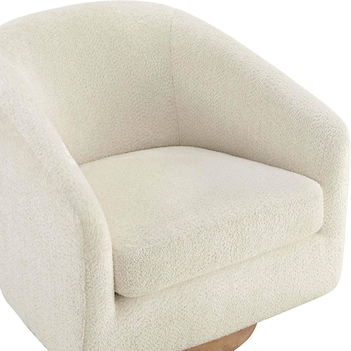 CHITA Swivel Accent Chair, Fully Assembled Fabric Barrel Armchair with FSC Certified Upholstered for Living Room, Bedroom and Office, Cream