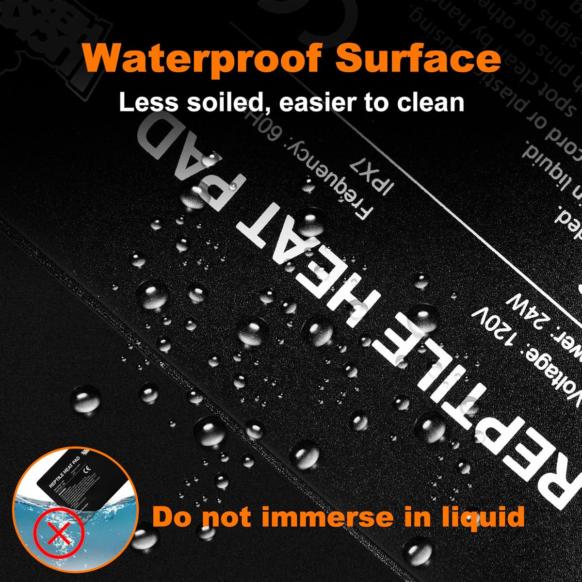 LUCKY HERP Reptile Heat Pad 8x18 Inch 24W Under Tank Terrarium Heating Mat, Reptile Heat Mat, Reptile Heating Pad for Turtle, Lizard, Hermit Crab, Frog, Snake
