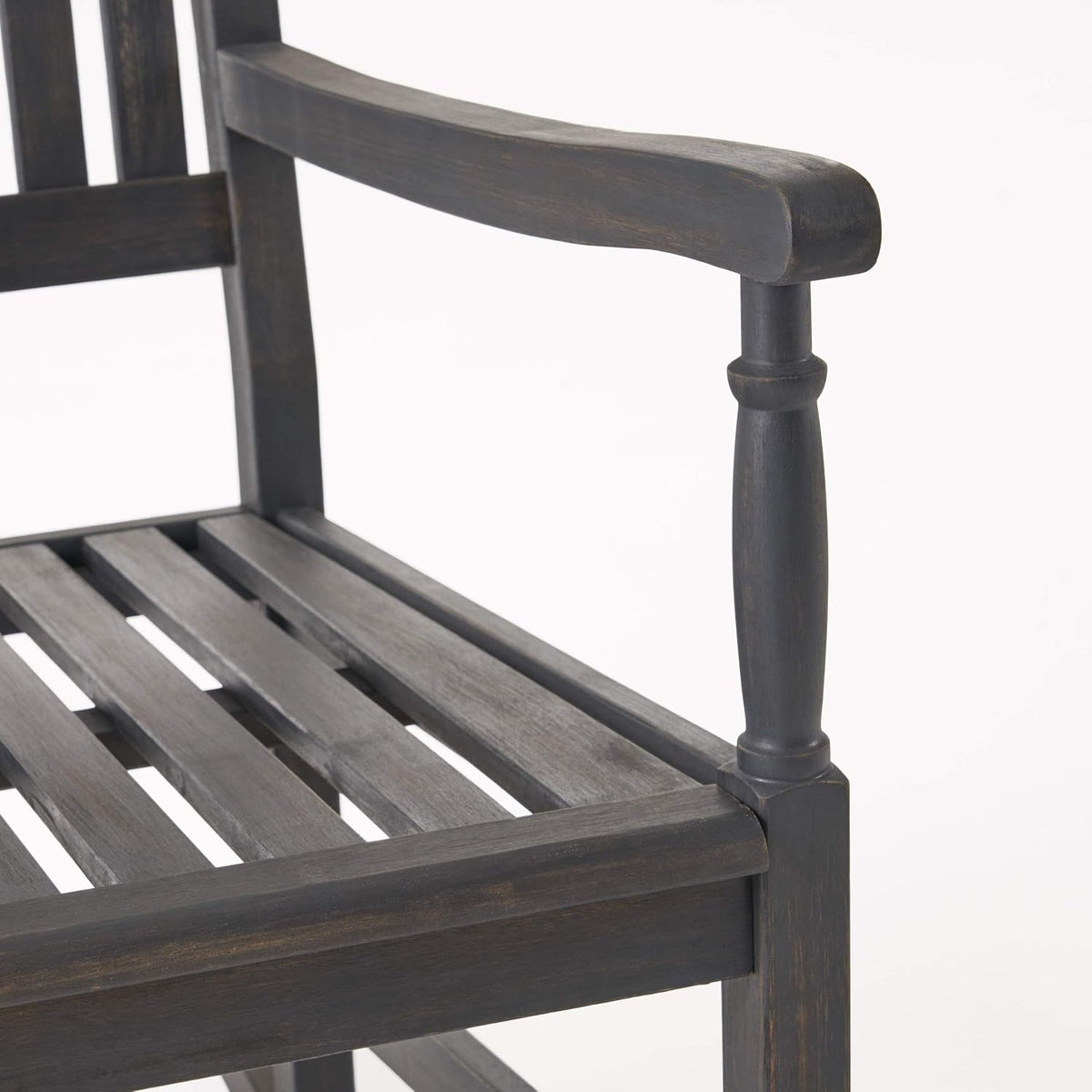 Great Deal Furniture GDFStudio Outdoor Acacia Wood Rocking Chairs (Set of 2), Dark Gray