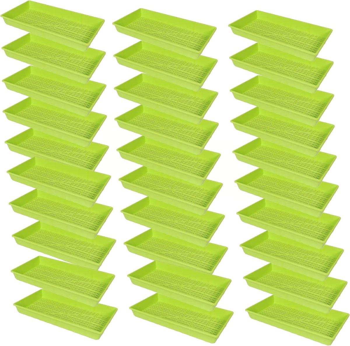 SUNPACK 10" x 20" Heavy Duty Mesh Plastic Seed Starting Tray, Lime Green, 2.3" (Pack of 30) - Ensures Water Drainage and Aeration, Perfect for Greenhouses or Indoor Gardening