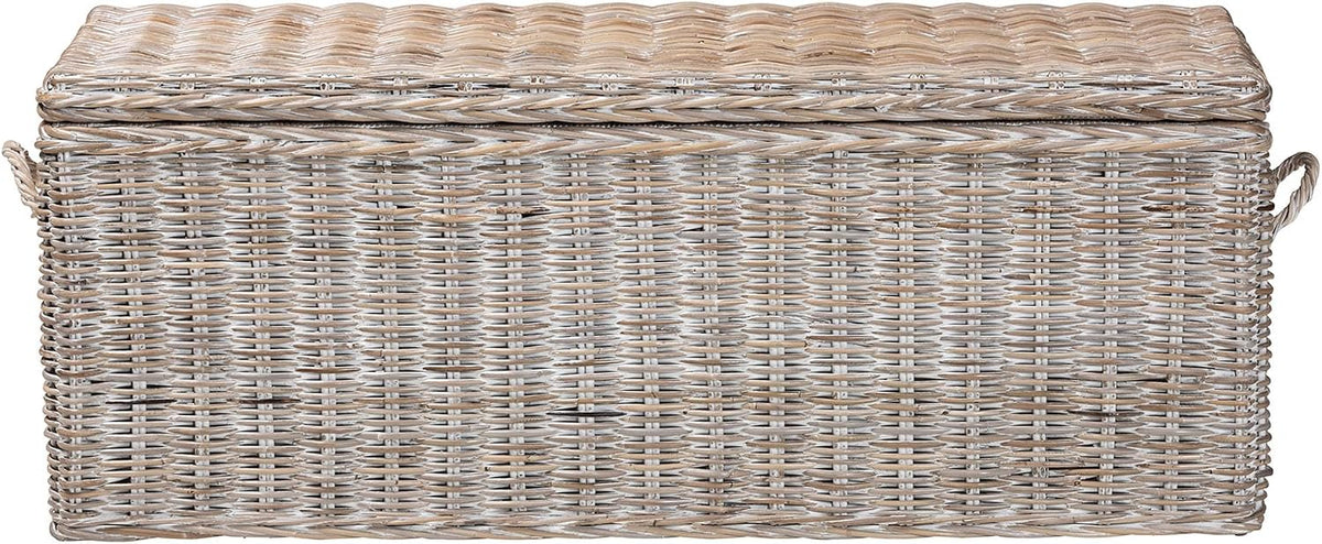 Bali & pari Clarette Whitewashed Rattan Storage Bench